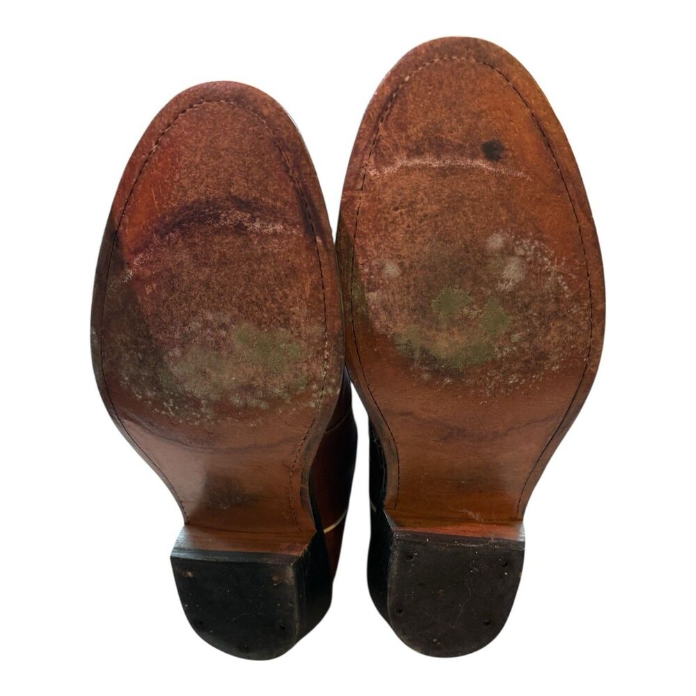 Cowboy Boots 16” Navy Volcano And Honey Leather Round Toe - Picture 6 of 6